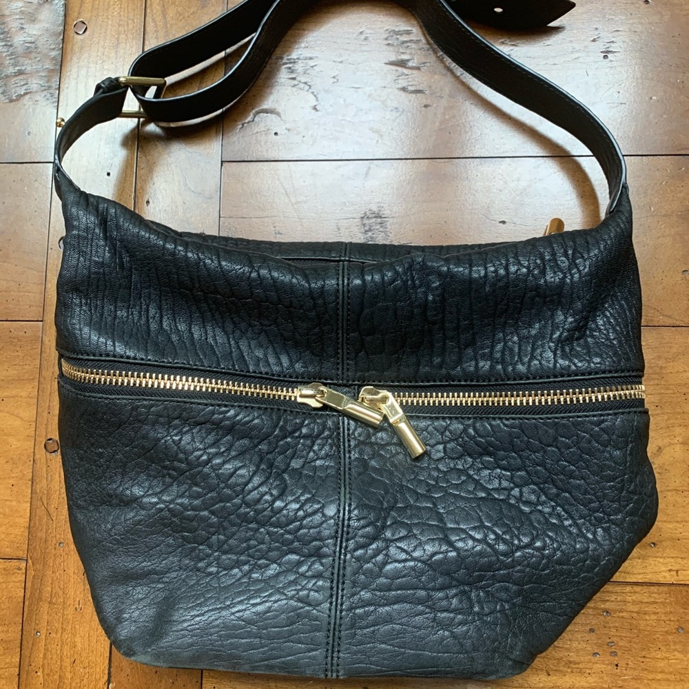 Elizabeth James Hobo Black Leather Bag